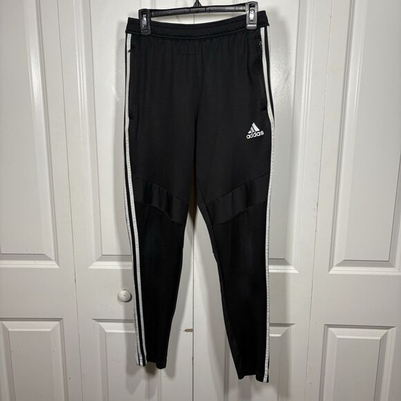 Adidas Joggers Mens M Black White Striped Athletic Pants Track Athleisure Sport - Picture 1 of 7